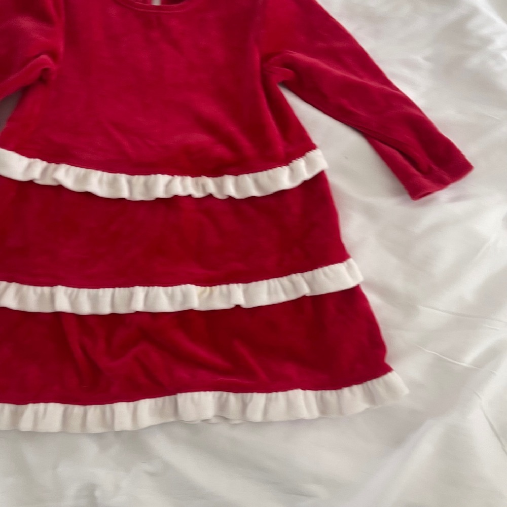 Hanna Andersson Tiered Red and White Velour Holiday Dress - Picture 4 of 8